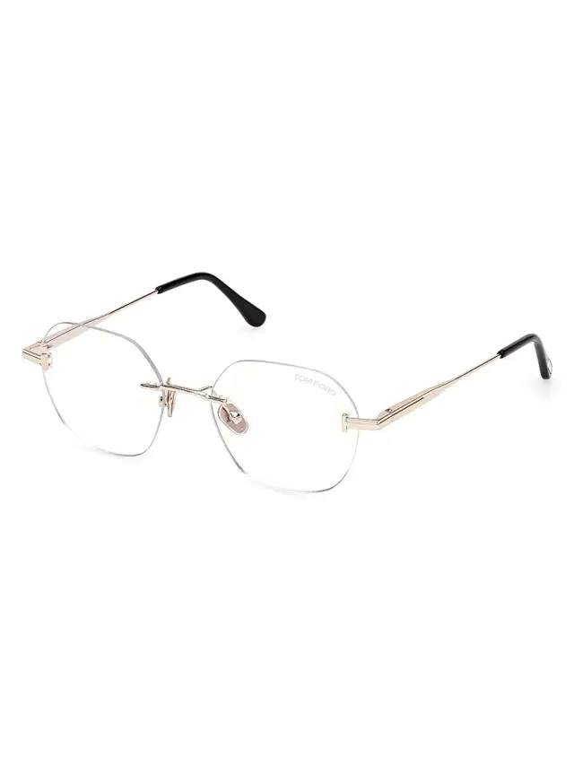 TOM FORD Women's 52MM Blue Block Geometric Eyeglasses - Rose Gold