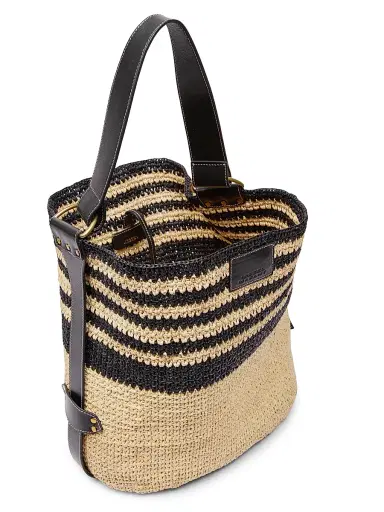Isabel Marant Women's Bayia Striped Raffia Tote Bag - Black Natural | Thumbnail 3