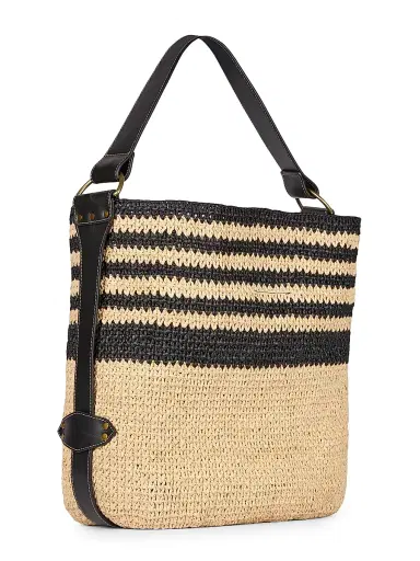 Isabel Marant Women's Bayia Striped Raffia Tote Bag - Black Natural | Thumbnail 5