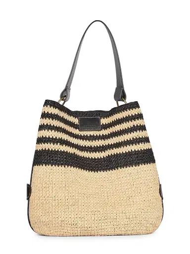 Isabel Marant Women's Bayia Striped Raffia Tote Bag - Black Natural | Thumbnail 6