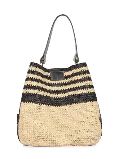 Isabel Marant Women's Bayia Striped Raffia Tote Bag - Black Natural | Thumbnail 7