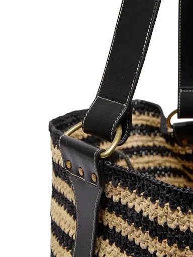 Isabel Marant Women's Bayia Striped Raffia Tote Bag - Black Natural | Thumbnail 8