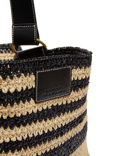 Isabel Marant Women's Bayia Striped Raffia Tote Bag - Black Natural | Thumbnail 9