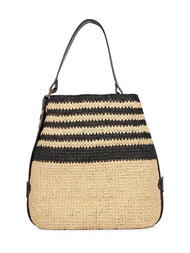 Isabel Marant Women's Bayia Striped Raffia Tote Bag - Black Natural | Thumbnail 1