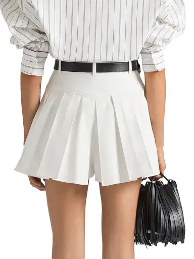 Givenchy Women's Pleated Back Shorts in Cotton - White - Size 12 | Thumbnail 3