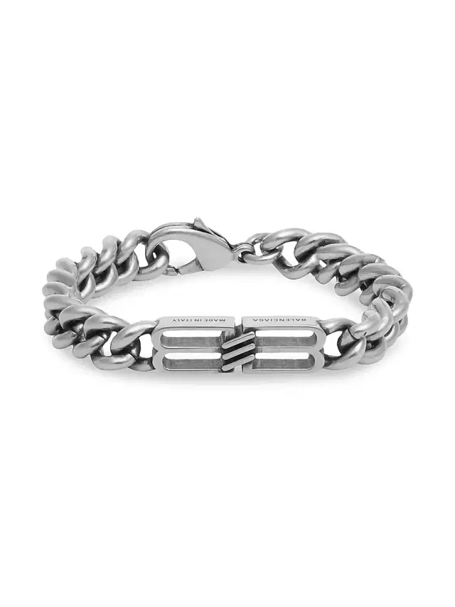 Men's Bb Icon Gourmette Bracelet - Antique Silver