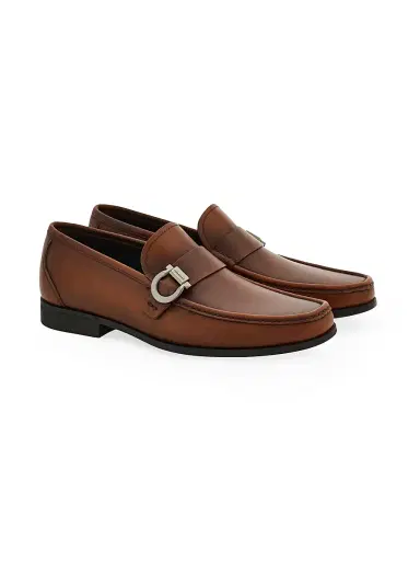 FERRAGAMO Men's Caspian Leather Loafers - Medium Brown | Thumbnail 2 FERRAGAMO Men's Caspian Leather Loafers - Medium Brown | Thumbnail 2