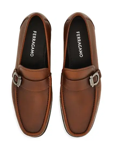 FERRAGAMO Men's Caspian Leather Loafers - Medium Brown | Thumbnail 3 FERRAGAMO Men's Caspian Leather Loafers - Medium Brown | Thumbnail 3