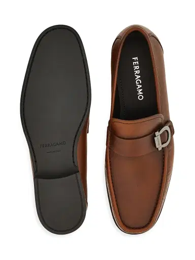 FERRAGAMO Men's Caspian Leather Loafers - Medium Brown | Thumbnail 4 FERRAGAMO Men's Caspian Leather Loafers - Medium Brown | Thumbnail 4