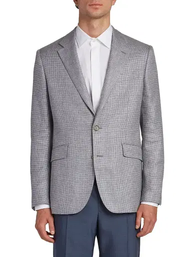 Etro Men's Mini Check Linen-Wool Sport Jacket | Thumbnail 3 Etro Men's Mini Check Linen-Wool Sport Jacket | Thumbnail 3