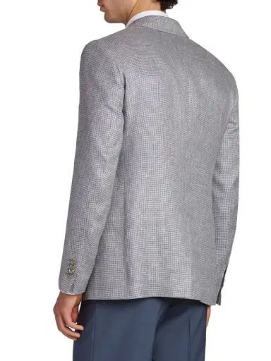 Etro Men's Mini Check Linen-Wool Sport Jacket | Thumbnail 5 Etro Men's Mini Check Linen-Wool Sport Jacket | Thumbnail 5
