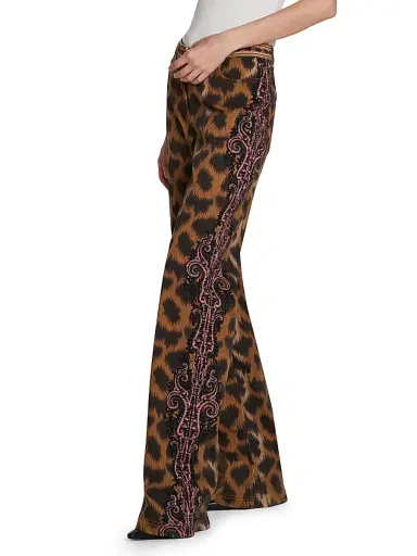 Etro Women's Animal Print Boot-Cut Jeans - Stampa Moro | Thumbnail 4
