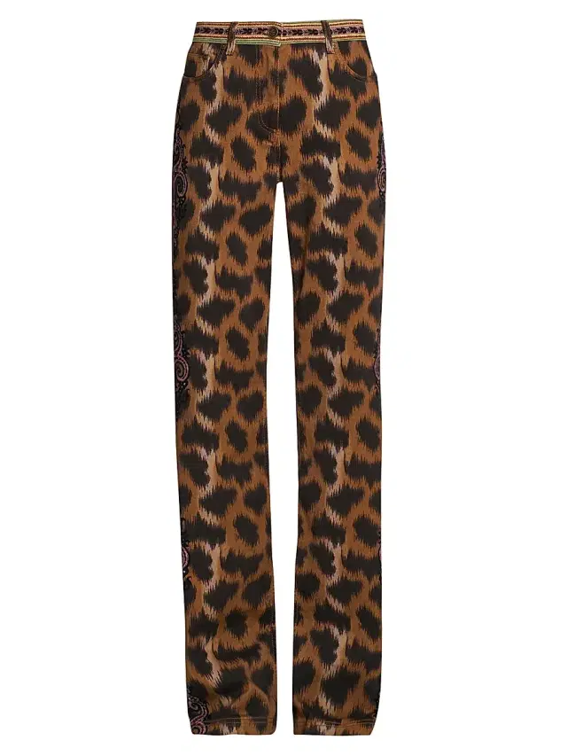 Etro Women's Animal Print Boot-Cut Jeans - Stampa Moro