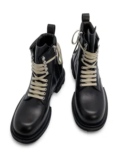 Rick Owens Men's Low Army Gabe Leather Boots - Black | Thumbnail 4