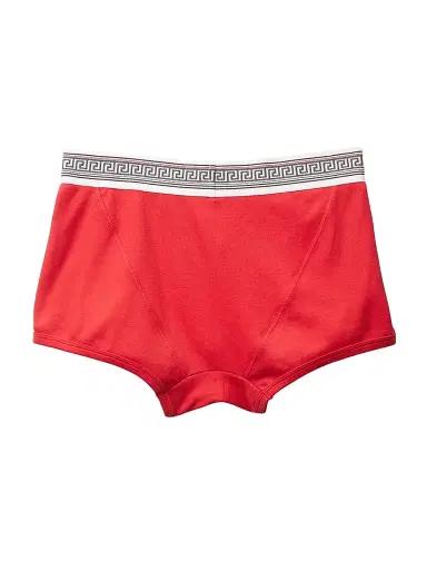 Versace Men's Ribbed Greca Medusa Stretch-Cotton Trunk Briefs - Bright Red - Size XL | Thumbnail 2
