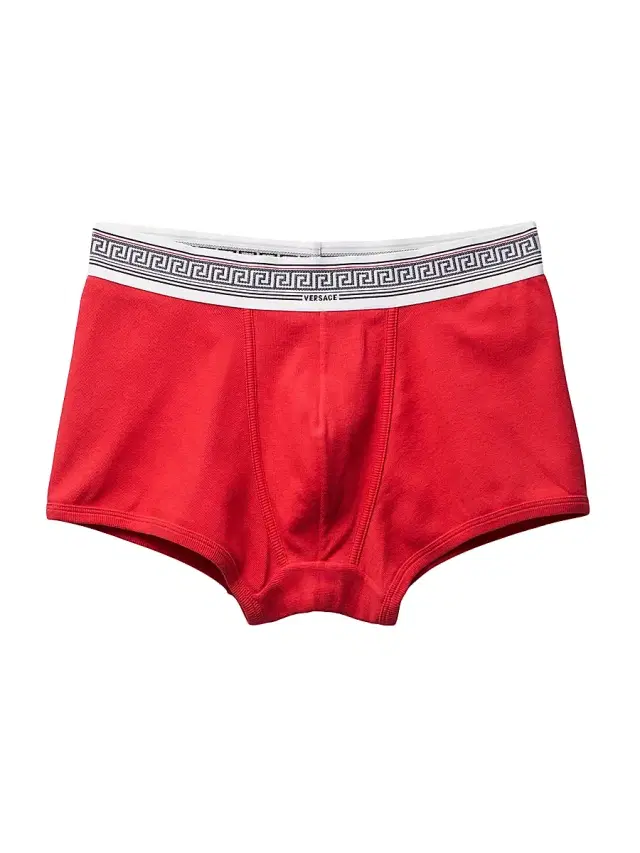 Men's Ribbed Greca Medusa Stretch-Cotton Trunk Briefs - Bright Red