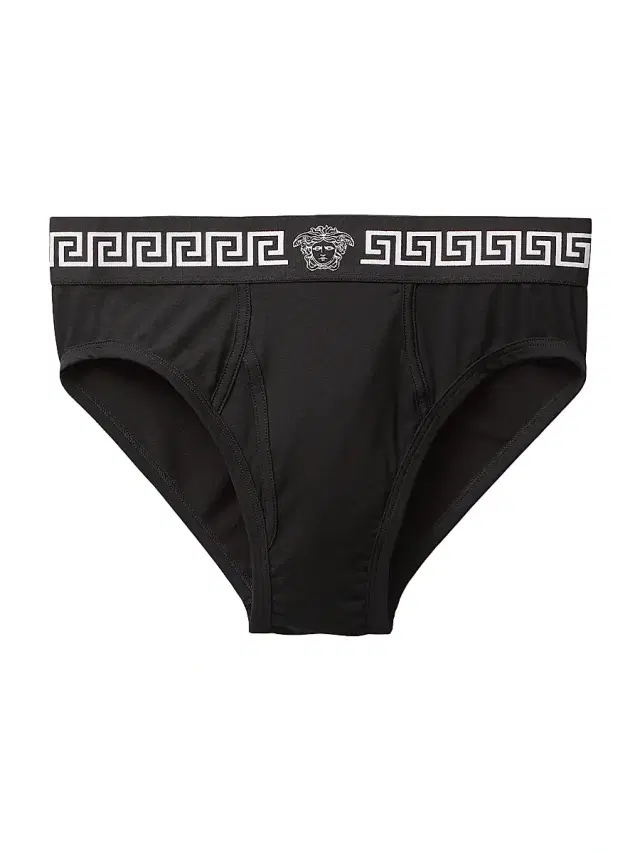 Men's Greca Medusa Head Cotton Jersey Brief - Black