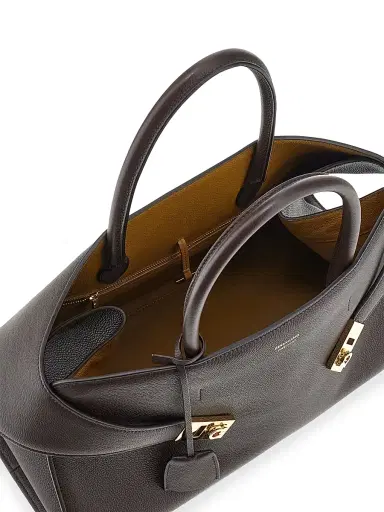 Ferragamo Women's Medium Hug Leather Top Handle Bag - Testa Burnt Ocra | Thumbnail 5