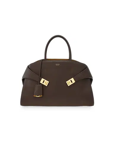 Ferragamo Women's Medium Hug Leather Top Handle Bag - Testa Burnt Ocra | Thumbnail 1