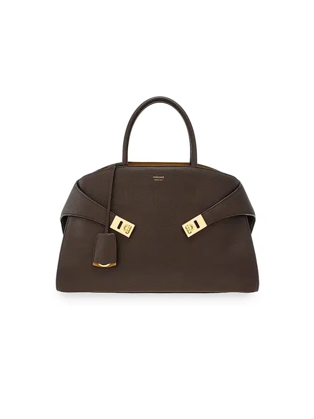 FERRAGAMO Women's  Hug Leather Top Handle Bag - Testa Burnt Ocra