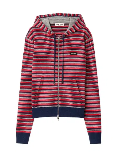 Miu Miu Women's Wool Hoodie Sweatshirt - Red | Thumbnail 1