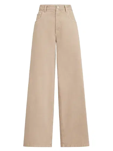 Brunello Cucinelli Women's Dyed Denim Relaxed Jeans with Monili - Beige | Thumbnail 1