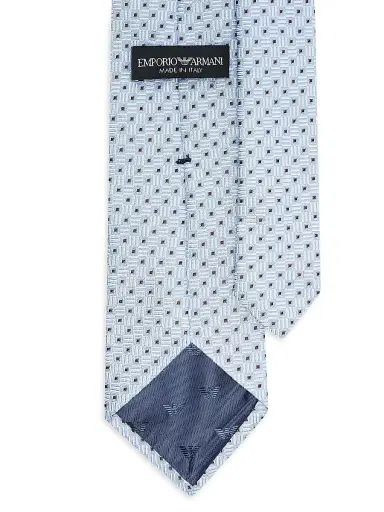 Emporio Armani Men's Square Geo Print Silk Tie - Azzurro | Thumbnail 2