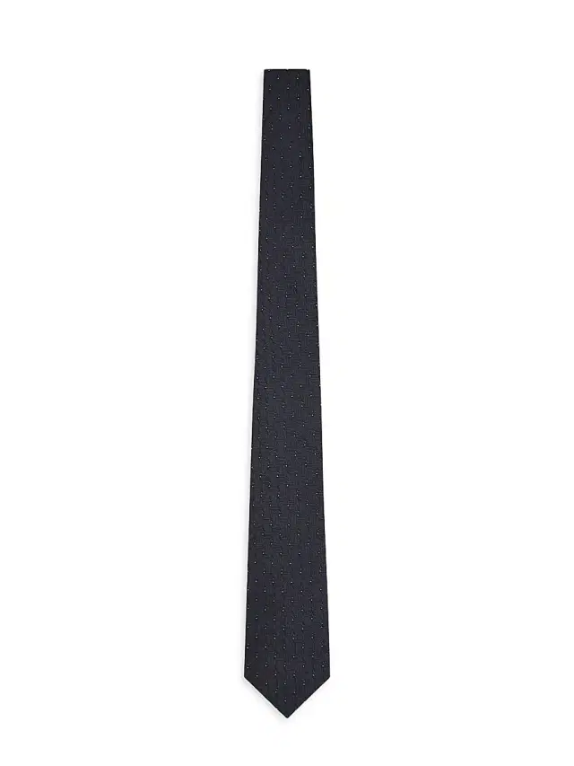 Men's Embroidered Stairstep Silk Tie - Blue Navy