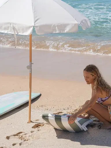 Sunnylife The Vacay Olive Stripe Terry Travel Lounger | Thumbnail 9 Sunnylife The Vacay Olive Stripe Terry Travel Lounger | Thumbnail 9