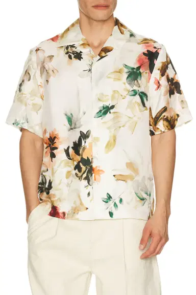 Simkhai Casper Printed Silk Shirt | Thumbnail 3