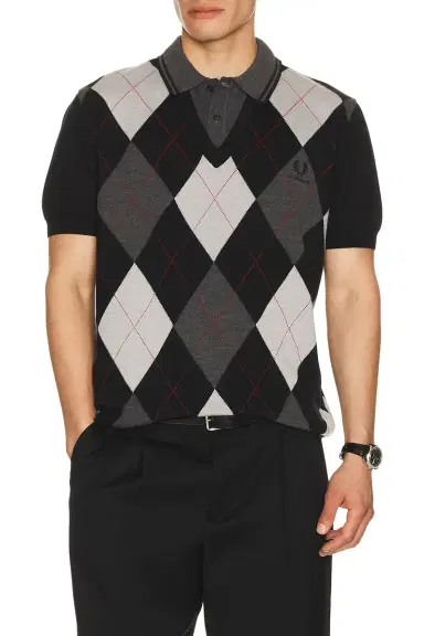 Fred Perry x Kris Van Assche Argyle Knitted Shirt | Thumbnail 3