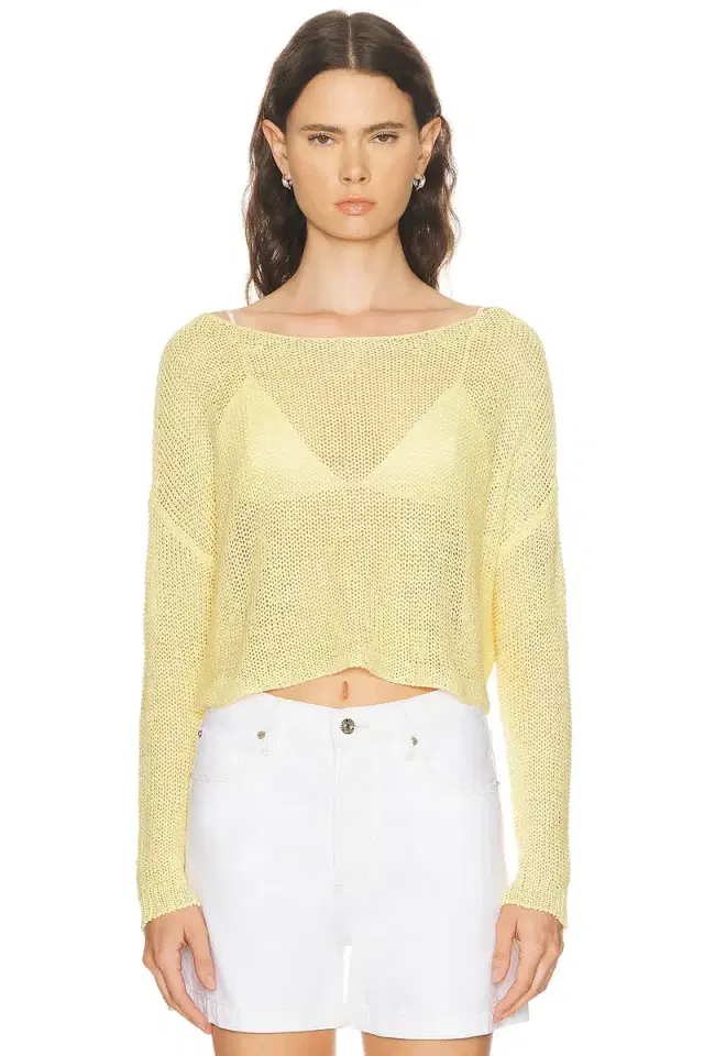 Enza Costa Linen Open Knit Bateau Sweater