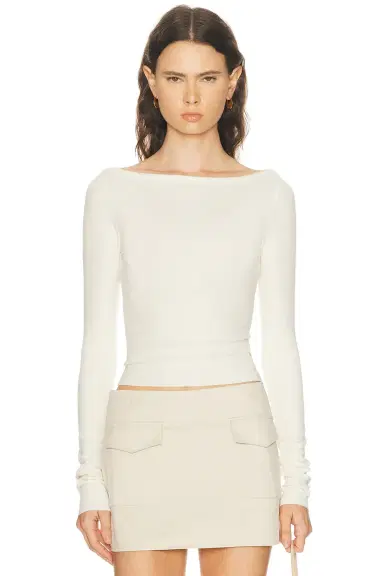 ÉTERNE Long Sleeve Boatneck Top | Thumbnail 1 ÉTERNE Long Sleeve Boatneck Top | Thumbnail 1