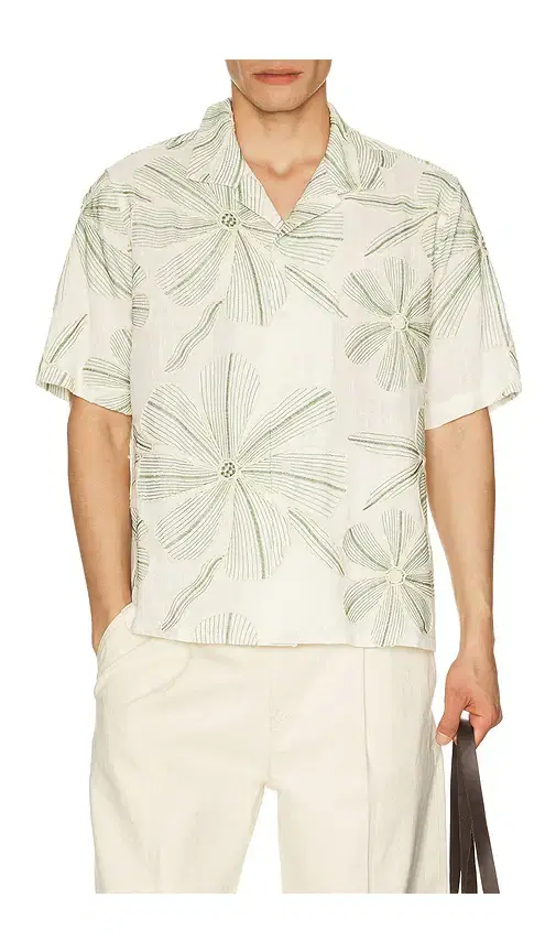 Linen Applique Short Sleeve Shirt