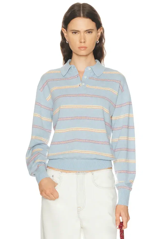 Guest In Residence Collegiate Stripe Polo Sweater