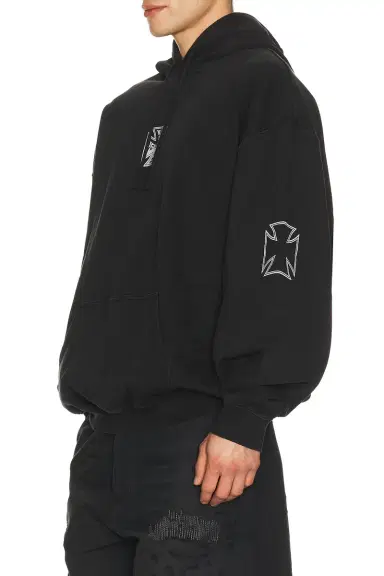 Vetements Tripple Biker Cross Logo Hoodie | Thumbnail 2