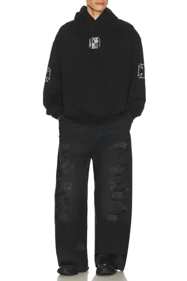 Vetements Tripple Biker Cross Logo Hoodie | Thumbnail 4
