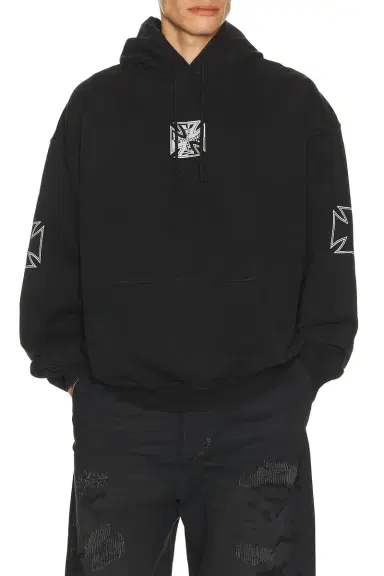 Vetements Tripple Biker Cross Logo Hoodie | Thumbnail 1