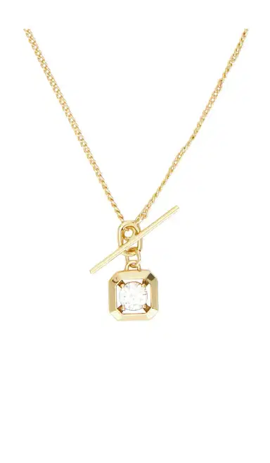 By Adina Eden Square Solitaire Stone Toggle Charm Necklace | Thumbnail 2 By Adina Eden Square Solitaire Stone Toggle Charm Necklace | Thumbnail 2