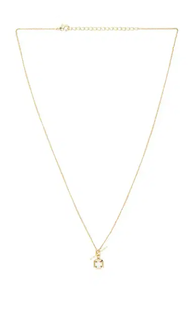 By Adina Eden Square Solitaire Stone Toggle Charm Necklace | Thumbnail 1 By Adina Eden Square Solitaire Stone Toggle Charm Necklace | Thumbnail 1