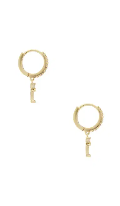 By Adina Eden Double Cz Dangling Drop Huggie Earring | Thumbnail 2 By Adina Eden Double Cz Dangling Drop Huggie Earring | Thumbnail 2