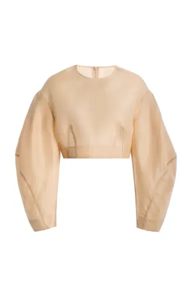 Temily Power Puff Silk Gazar Crop Top | Thumbnail 1