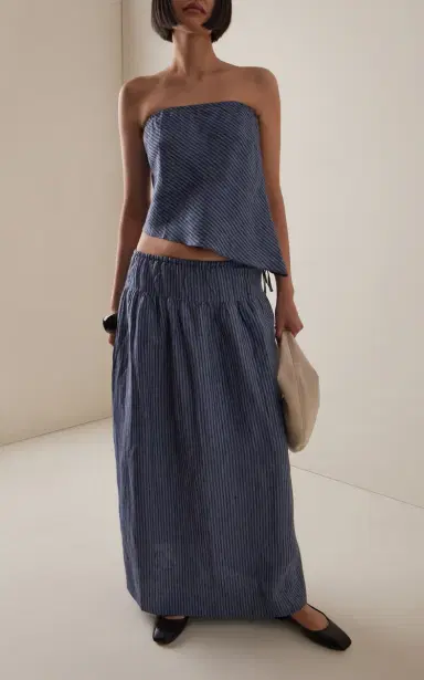 Deiji Studios Striped Linen Maxi Drawstring Skirt | Thumbnail 2 Deiji Studios Striped Linen Maxi Drawstring Skirt | Thumbnail 2