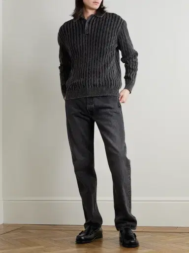 Beams Plus Cable-Knit Cotton Polo Shirt - Men | Thumbnail 2 Beams Plus Cable-Knit Cotton Polo Shirt - Men | Thumbnail 2