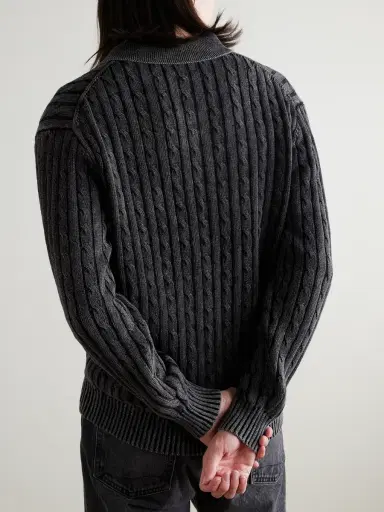 Beams Plus Cable-Knit Cotton Polo Shirt - Men | Thumbnail 3 Beams Plus Cable-Knit Cotton Polo Shirt - Men | Thumbnail 3