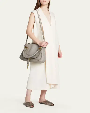 Chloé Marcie Medium Double Carry Satchel Bag in Grained Leather | Thumbnail 5 Chloé Marcie Medium Double Carry Satchel Bag in Grained Leather | Thumbnail 5