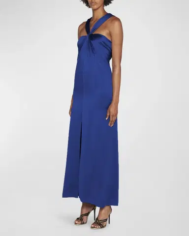 Giorgio Armani Pleated Halter Slit-Hem Silk Gown | Thumbnail 2 Giorgio Armani Pleated Halter Slit-Hem Silk Gown | Thumbnail 2