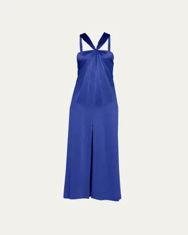 Giorgio Armani Pleated Halter Slit-Hem Silk Gown | Thumbnail 5 Giorgio Armani Pleated Halter Slit-Hem Silk Gown | Thumbnail 5