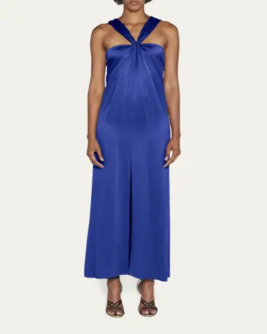 Giorgio Armani Pleated Halter Slit-Hem Silk Gown | Thumbnail 6 Giorgio Armani Pleated Halter Slit-Hem Silk Gown | Thumbnail 6