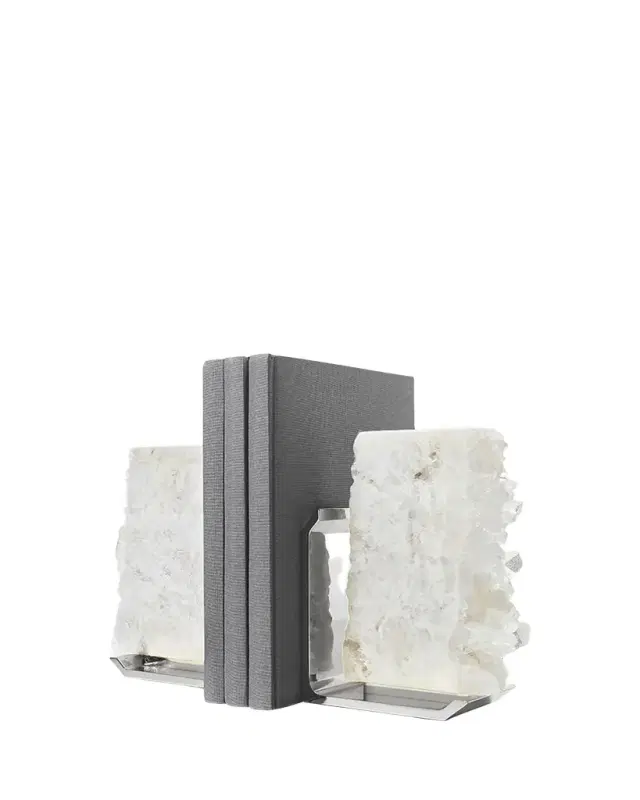 ANNA New York Fim Geo Quartz and Aluminum Bookends